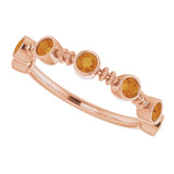 14K Gold Round Natural Citrine Bezel-Set Ring II - Rose Gold - view 5