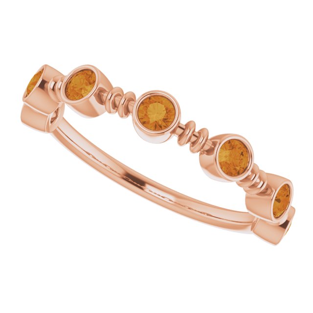 14K Gold Round Natural Citrine Bezel-Set Ring II - Rose Gold - view 5