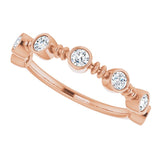 14K Gold Round Natural Diamond Bezel-Set Ring II - Rose Gold - view 5