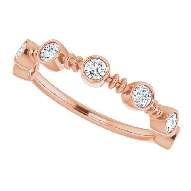 14K Gold Round Natural Diamond Bezel-Set Ring II - Rose Gold - view 5