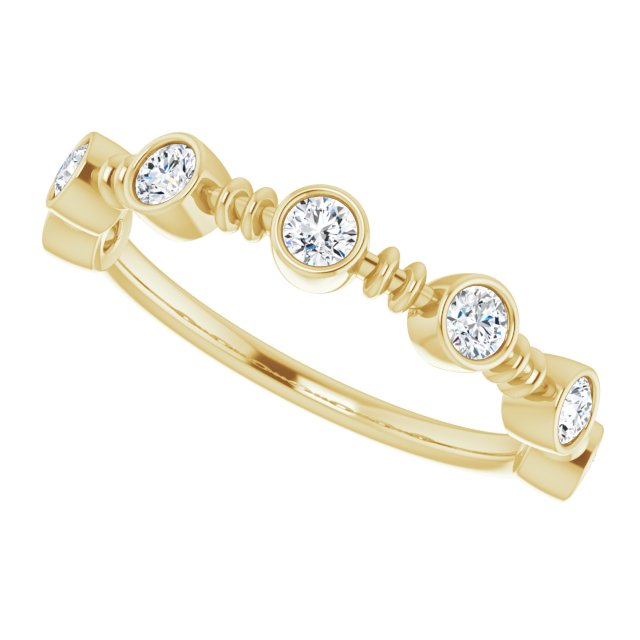 14K Gold Round Natural Diamond Bezel-Set Ring II - Yellow Gold - view 5
