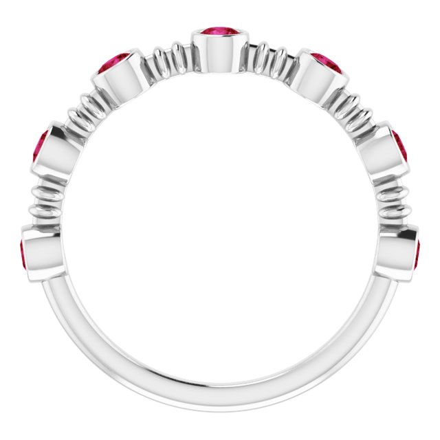 Platinum Round Natural Ruby Bezel-Set Ring II - view 2