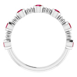 14K Gold Round Natural Ruby Bezel-Set Ring II - White Gold - view 2
