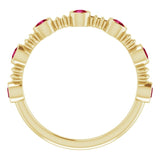 14K Gold Round Natural Ruby Bezel-Set Ring II - Yellow Gold - view 2