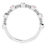 14K Gold Round Natural Pink Tourmaline Bezel-Set Ring II - White Gold - view 2