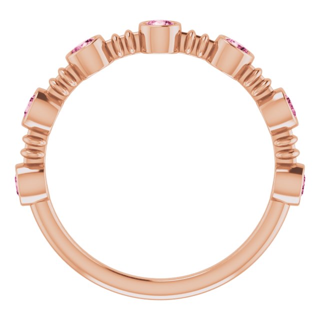 14K Gold Round Natural Pink Tourmaline Bezel-Set Ring II - Rose Gold - view 2