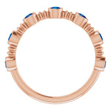 14K Gold Round Natural Blue Sapphire Bezel-Set Ring II - Rose Gold - view 2