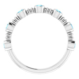 14K Gold Round Natural Aquamarine Bezel-Set Ring II - White Gold - view 2