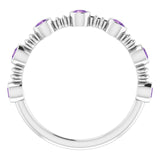 14K Gold Round Natural Amethyst Bezel-Set Ring II - White Gold - view 2