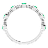 14K Gold Round Lab-Grown Emerald Bezel-Set Ring II - White Gold - view 2