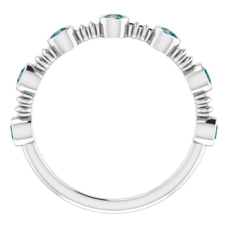 Platinum Round Natural Alexandrite Bezel-Set Ring II - view 2