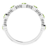 14K Gold Round Natural Peridot Bezel-Set Ring II - White Gold - view 2