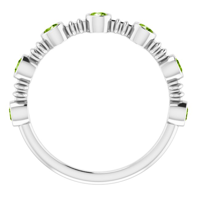 14K Gold Round Natural Peridot Bezel-Set Ring II - White Gold - view 2