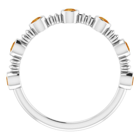 Platinum Round Natural Citrine Bezel-Set Ring II - view 2