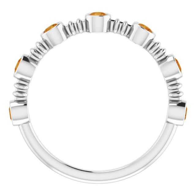 14K Gold Round Natural Citrine Bezel-Set Ring II - White Gold - view 2