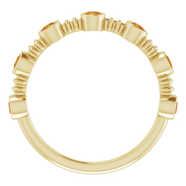 14K Gold Round Natural Citrine Bezel-Set Ring II - Yellow Gold - view 2