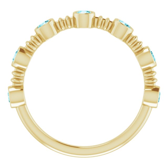14K Gold Round Natural Blue Zircon Bezel-Set Ring II - Yellow Gold - view 2