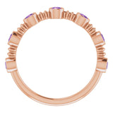 14K Gold Round Natural Amethyst Bezel-Set Ring II - Rose Gold - view 2