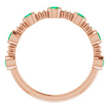 14K Gold Round Natural Emerald Bezel-Set Ring II - Rose Gold - view 2