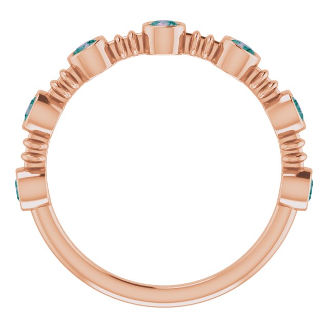 14K Gold Round Lab-Grown Alexandrite Bezel-Set Ring – 2.5mm Stones - Rose Gold - view 2