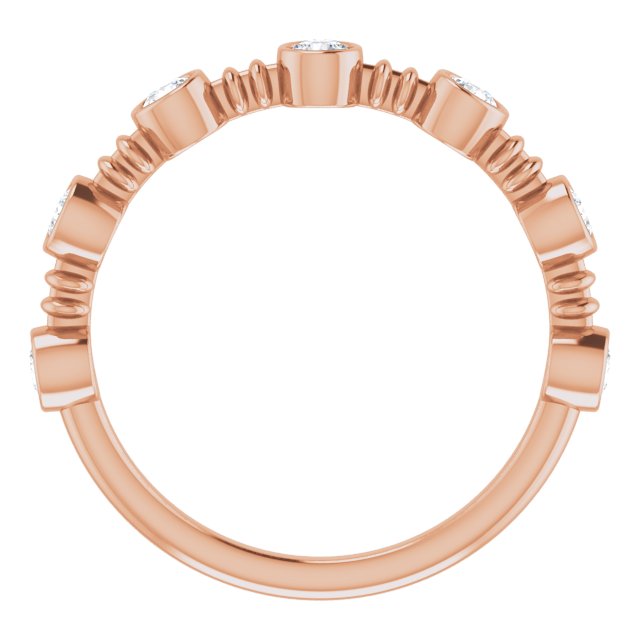 14K Gold Round Natural Diamond Bezel-Set Ring II - Rose Gold - view 2