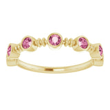 14K Gold Round Natural Pink Tourmaline Bezel-Set Ring II - Yellow Gold - view 3
