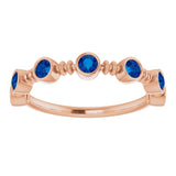 14K Gold Round Lab-Grown Blue Sapphire Bezel-Set Ring – 2.5mm Stones - Rose Gold - view 3