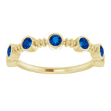 14K Gold Round Lab-Grown Blue Sapphire Bezel-Set Ring – 2.5mm Stones - Yellow Gold - view 3