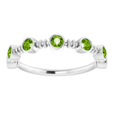 Platinum Round Natural Peridot Bezel-Set Ring II - view 3