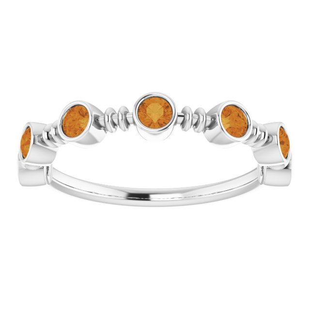 Platinum Round Natural Citrine Bezel-Set Ring II - view 3