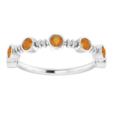 14K Gold Round Natural Citrine Bezel-Set Ring II - White Gold - view 3