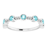 Platinum Round Natural Blue Zircon Bezel-Set Ring II - view 3