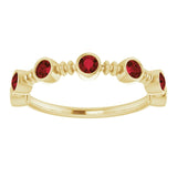 14K Gold Round Natural Mozambique Garnet Bezel-Set Ring II - Yellow Gold - view 3