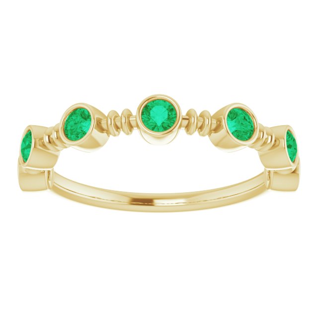 14K Gold Round Lab-Grown Emerald Bezel-Set Ring II - Yellow Gold - view 3