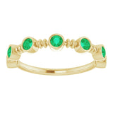 14K Gold Round Natural Emerald Bezel-Set Ring II - Yellow Gold - view 3