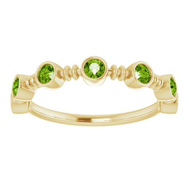 14K Gold Round Natural Peridot Bezel-Set Ring II - Yellow Gold - view 3