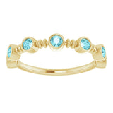 14K Gold Round Natural Blue Zircon Bezel-Set Ring II - Yellow Gold - view 3