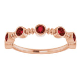 14K Gold Round Natural Mozambique Garnet Bezel-Set Ring II - Rose Gold - view 3