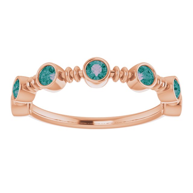 14K Gold Round Lab-Grown Alexandrite Bezel-Set Ring – 2.5mm Stones - Rose Gold - view 3