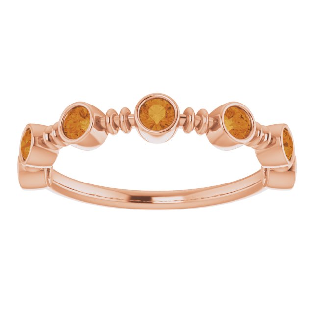 14K Gold Round Natural Citrine Bezel-Set Ring II - Rose Gold - view 3