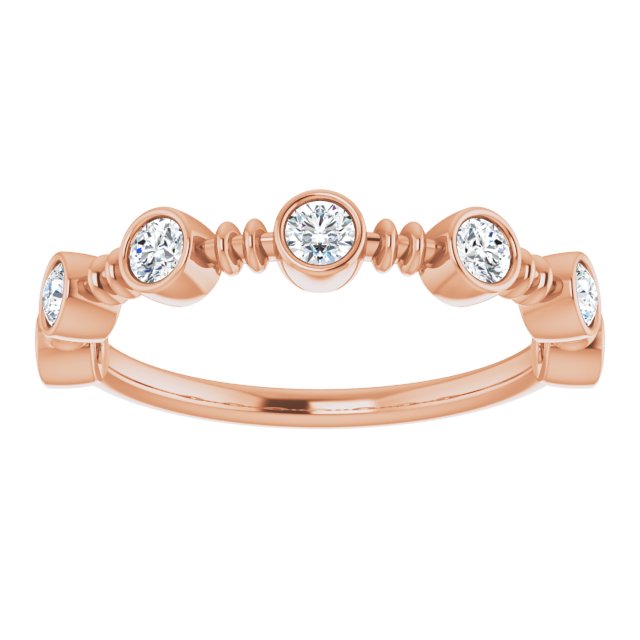 14K Gold Round Natural Diamond Bezel-Set Ring II - Rose Gold - view 3