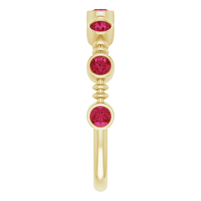 14K Gold Round Lab-Grown Ruby Bezel-Set Ring II - Yellow Gold - view 4