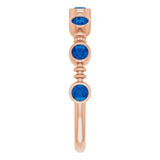 14K Gold Round Lab-Grown Blue Sapphire Bezel-Set Ring – 2.5mm Stones - Rose Gold - view 4