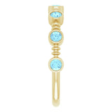 14K Gold Round Natural Aquamarine Bezel-Set Ring II - Yellow Gold - view 4