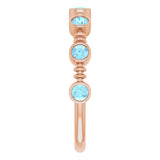 14K Gold Round Natural Aquamarine Bezel-Set Ring II - Rose Gold - view 4