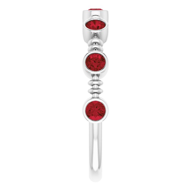 Platinum Round Natural Mozambique Garnet Bezel-Set Ring II - view 4