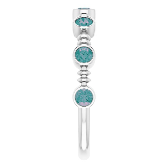 Platinum Round Lab-Grown Alexandrite Bezel-Set Ring – 2.5mm Stones - view 4