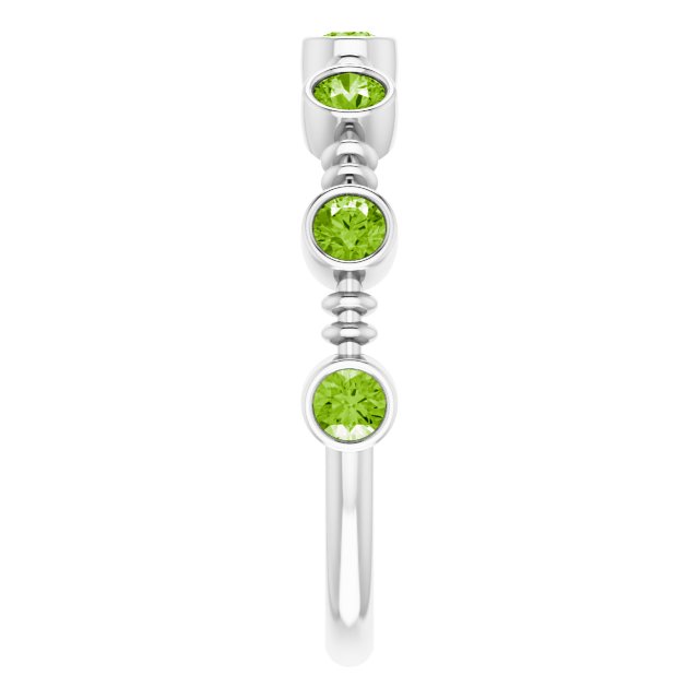 Platinum Round Natural Peridot Bezel-Set Ring II - view 4