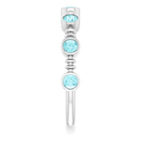 14K Gold Round Natural Blue Zircon Bezel-Set Ring II - White Gold - view 4