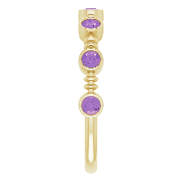 14K Gold Round Natural Amethyst Bezel-Set Ring II - Yellow Gold - view 4